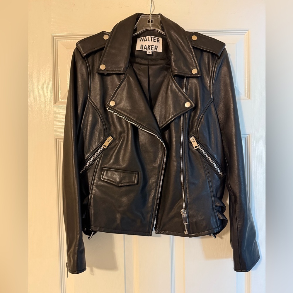 NWOT Walter Baker Black Leather Moto Jacket XL